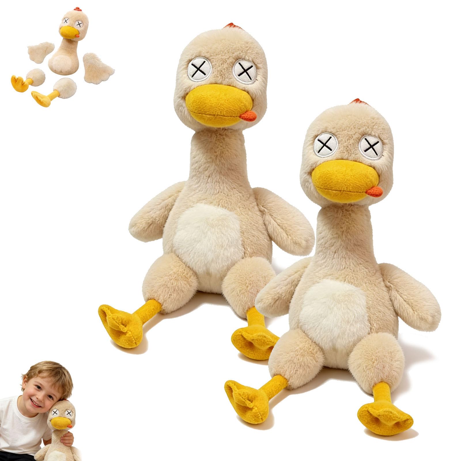 Magnetic Detachable Duck Plush, Cute Plushie Stress Relief Decor, 8.66 Inch Soft Stuffed Duck with Removable Limbs, Stress-Relieving Stuffy Ducks Plush, Creative Gift for All Age Groups (2Pcs-#a)