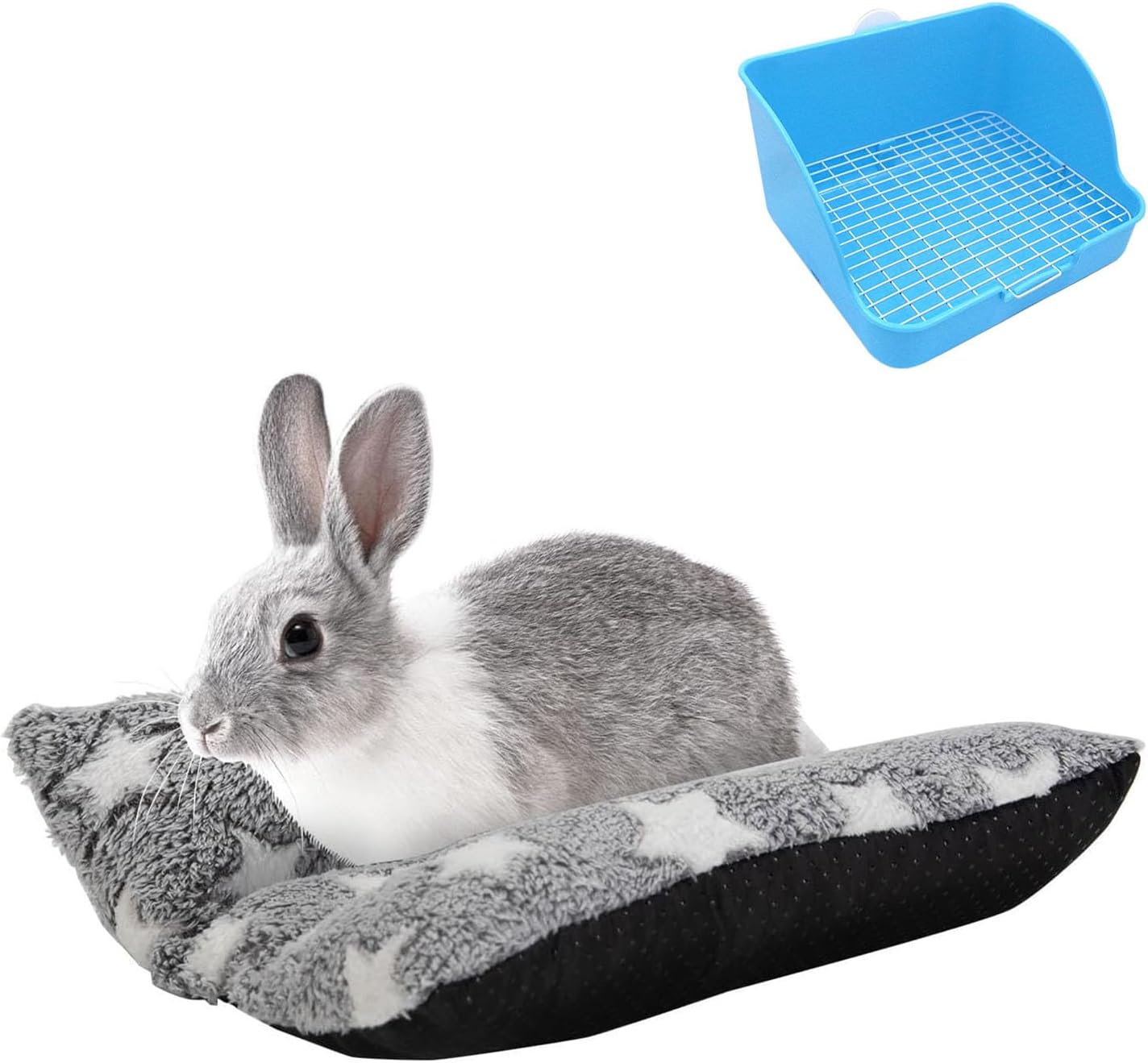 Pet Small Rat Toilet, Square Potty Trainer Corner Litter Bedding Box Pet Pan & M Rabbit Guinea Pig Snuggle Bed for Indoor Small Animals