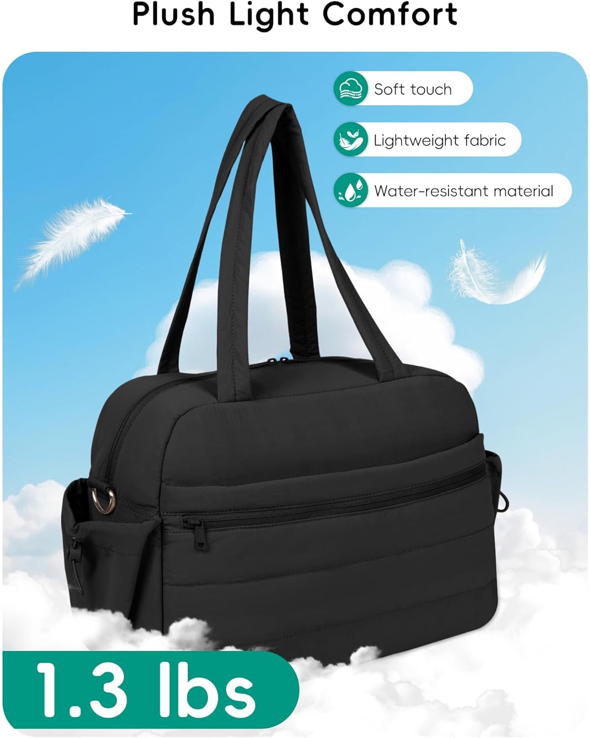 Urbanstand Gym Bag for Women, Lightweight Duffle Bag for Travel with Wet Pocket, TSA Friendly Carry On Duffel Bag for Weekender, Sports, Work, Yoga, Fitness - Black