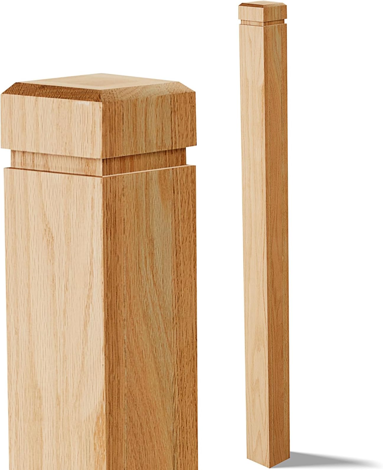 CroBlissful 3 1/2" x 3 1/2" x 48" Solid Red Oak Stair Newel Post with a Single Groove Notched Newel Wood Balusters for Staircase Interior Railing Newels for Stair Handrails