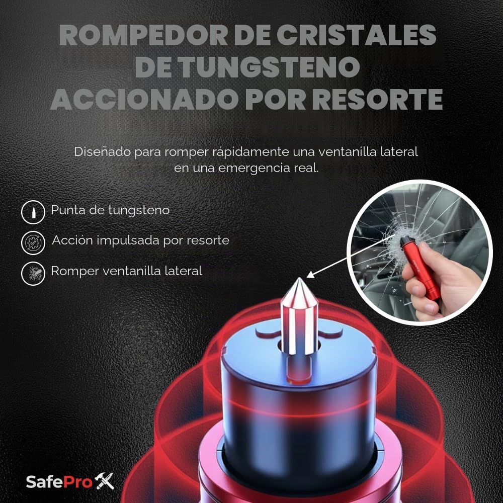 Herramienta de Escape de Emergencia SafePro X, Rompevidrios y Cortador de Cinturón de Seguridad, Herramienta Esencial de Seguridad Automotriz y Rescate de Emergencia. (Paquete de 2) (Paquete de 2)