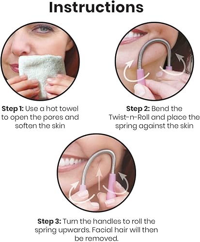 Miniatura 5 de Lindo Twist-N-Roll Pinzas  Herramienta de depilación facial de resorte, rosca natural, acero inoxidable, elimina el vello no deseado en el labio