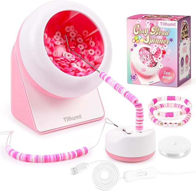 Tilhumt Electric Bead Spinner for Jewelry Making, Bead Bowl for Clay Beads with Needle and Thread, Waist Beads, Bracelets or Necklaces(Patented)