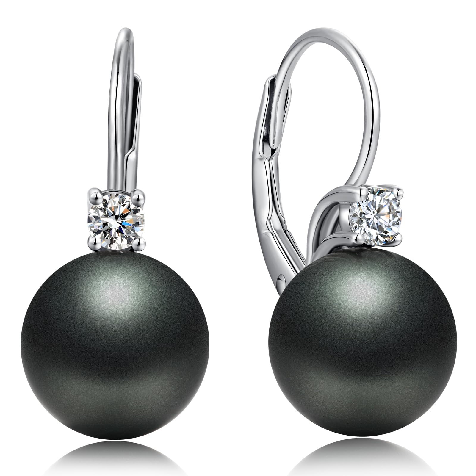 ZDaoBen Perlenohrringe 925 Sterling Silber Perlen Leverback Hängende Ohrringe Perle Ohrhänger Schmuck Geschenke für Damen Braut Hochzeit 8/10 mm