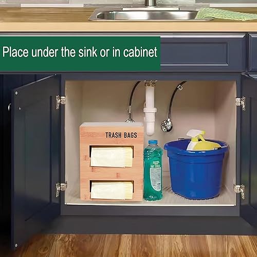 Miniatura 6 de Issimober Dispensador de bolsas de basura 2 en 1, soporte para rollo de 13 galones, soporte para bolsa de comestibles, contenedor de bolsa de basura