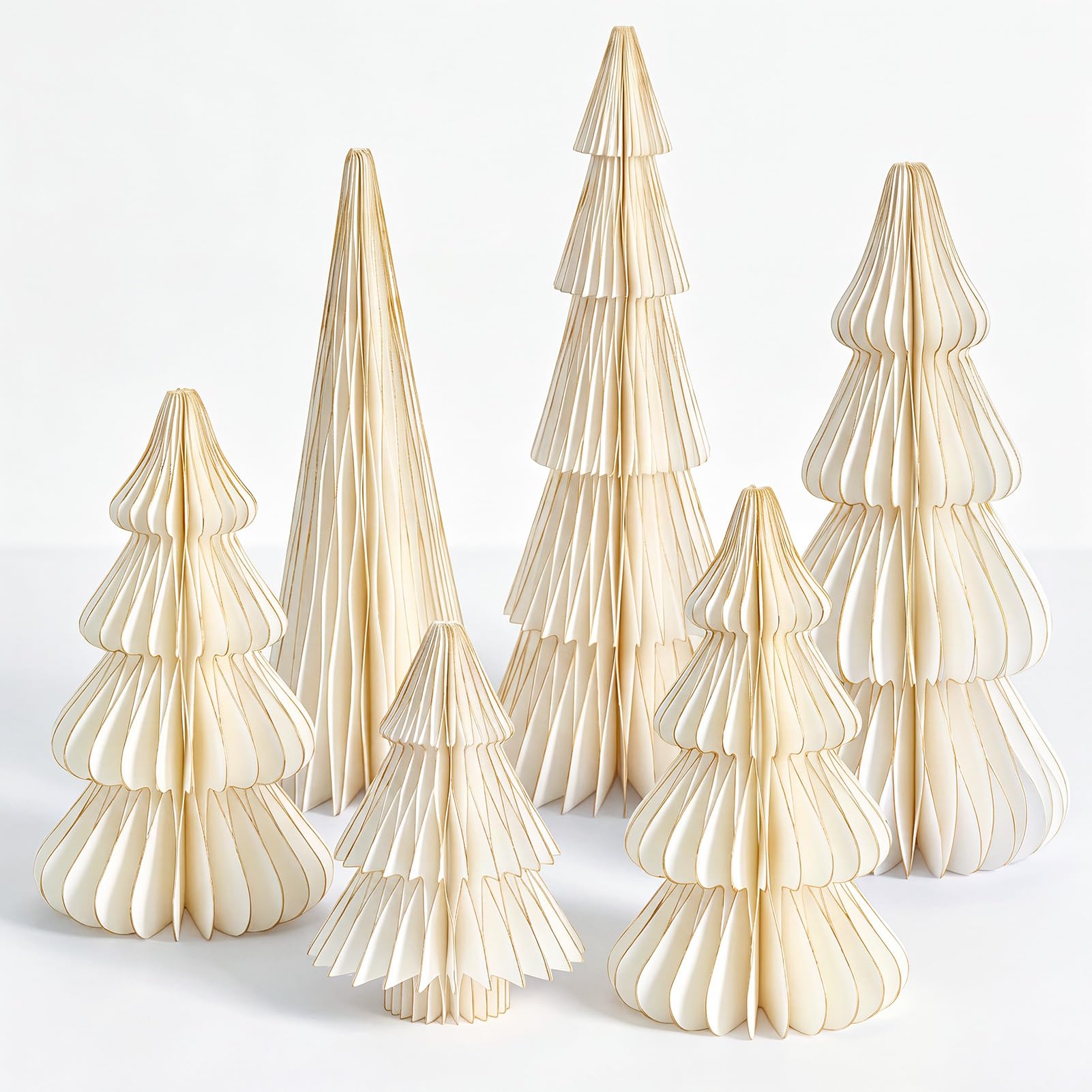 SUNBEAUTY 6Pcs White Paper Christmas Trees 3D Christmas Decorations โ image 1