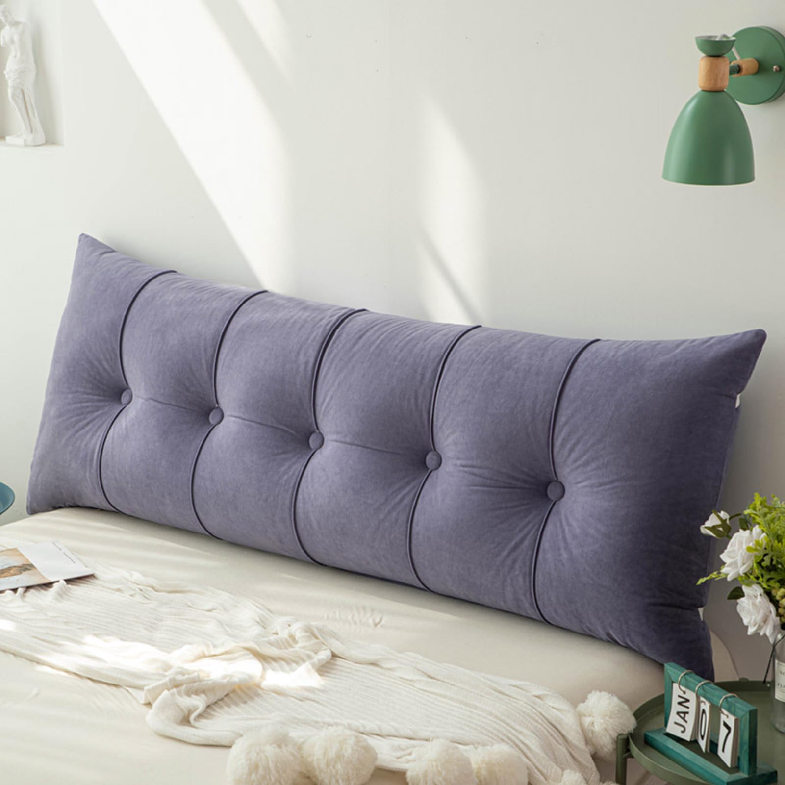 DATOUJL Reading pillow Large Headboard Pillow,headboard pillow,Non-Slip Bedside Backrest Headboard Cushion for Bed/Sofa/Couch,Tatami Back Bolster Support Reading Pillow (Purple,150 * 55 cm)