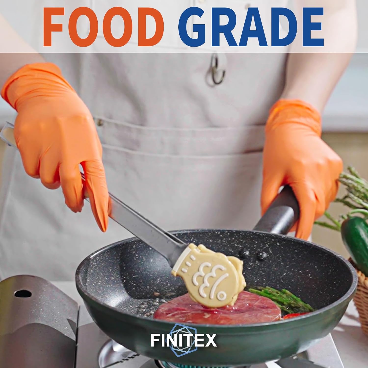 FINITEX Nitrile Disposable Gloves - Orange, 3.5mil, 100PCS, Powder-Free, Latex-Free, Medical & Food Use - Image 5