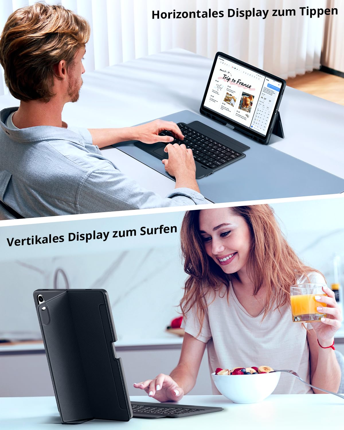 CACOE Hülle mit Tastatur für Samsung Galaxy S11 2025 11 Zoll (SM-X730/X736B) mit Touchpad, 7-Farbige Beleuchtung Abnehmbare Kabellose Ultraleichte Tastatur, Schwarz