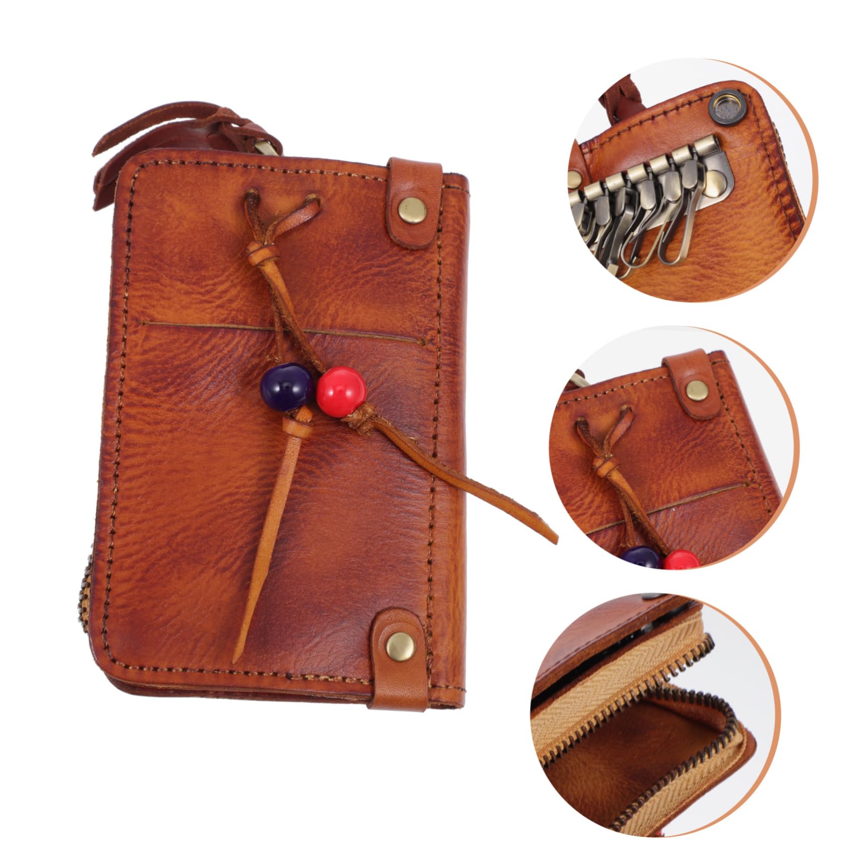 iplusmile Schlüsselbox portabicicletas para auto Bulk-Schlüsselringe Ringhalter autoschlüssel tasche autoschlüssel etui auto schlüssel halter Autoschlüsseletui Echtes Leder Coffee