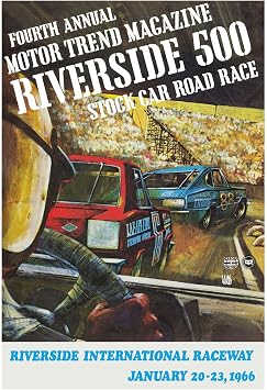 Riverside 500 Motor Trend Road Race 1966 Vintage Poster 13"x19"
