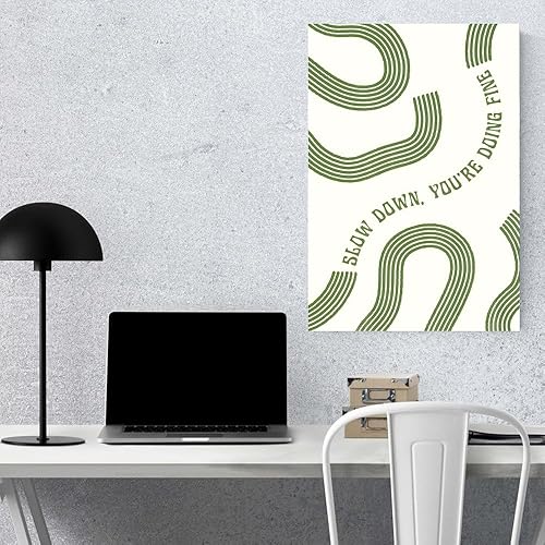 Miniatura 6 de Slow Down You're Doing Fine Wall Art Retro Minimalista Cita Motivacional Póster Musical Inspirador Letras de Canción de Medios de Siglo Verde Salvia