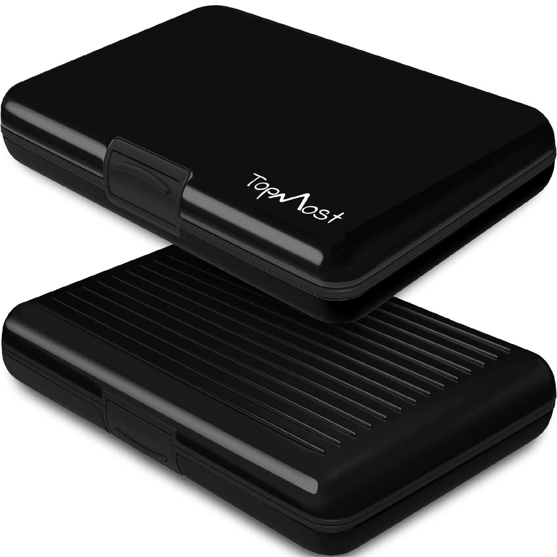 Topmost Portafoglio In Alluminio Con Blocco Rfid | Porta Carte Di Credito Unisex | Scomparti Per 12 Carte E Banconote | Nero, 11 X 7,5 X 2 Cm | Portacarte E Portafogli-image