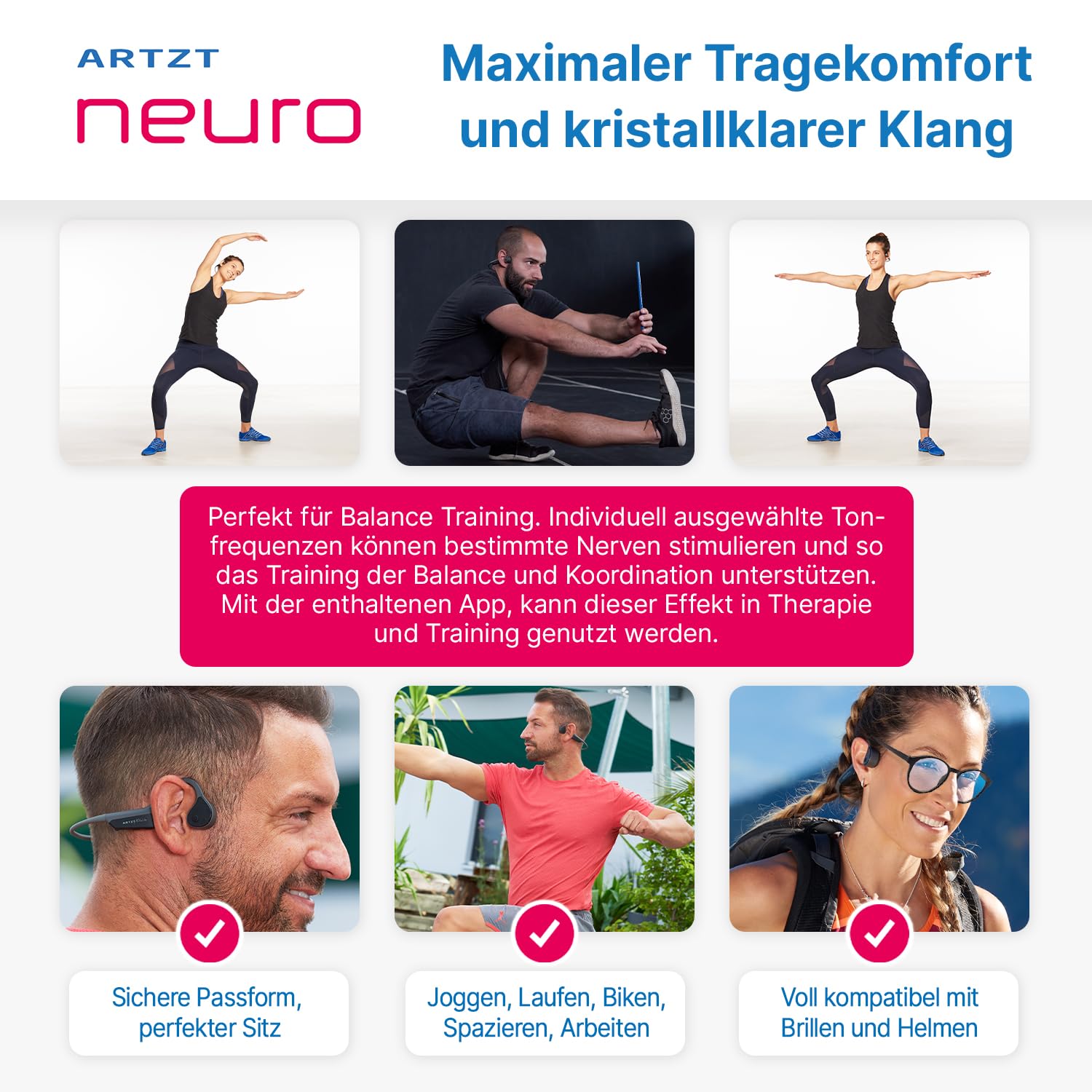Knochenschall Kopfhörer Kabellos mit Mikrofon Open Ear Headset - SoundVibe - Schutz vor Wasser und Staub - Sportkopfhörer für Sport Freizeit Neuroathletik 13 x 11 x 4,5 cm, Grau