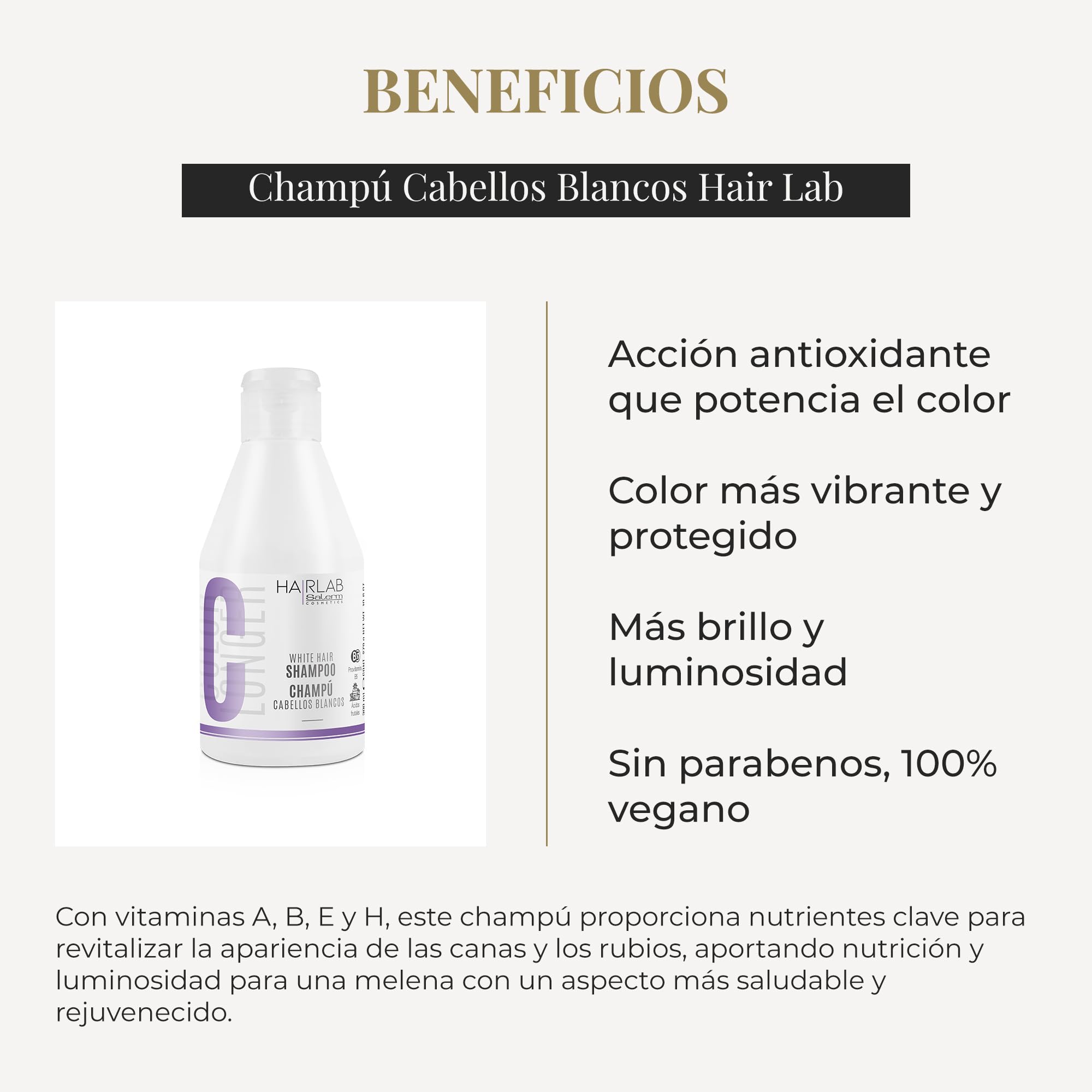 Salerm White and Bleached Hair Shampoo, White Hair Lab Shampoo, 300ml, Eliminates Yellow Tint - Image 3
