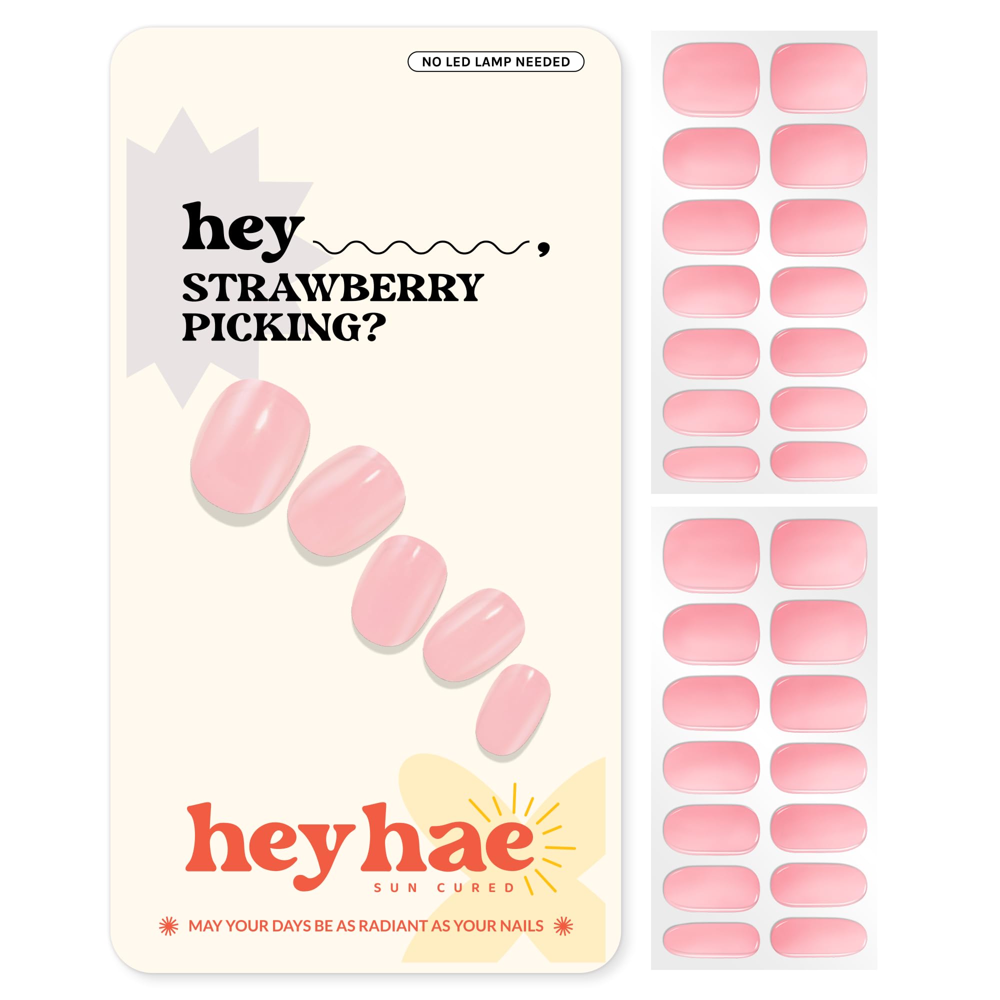 Heyhae Semi Cured Gel Nail Stickers, Hey, Strawberry Picking?, 4.54 g (Pack of 1)