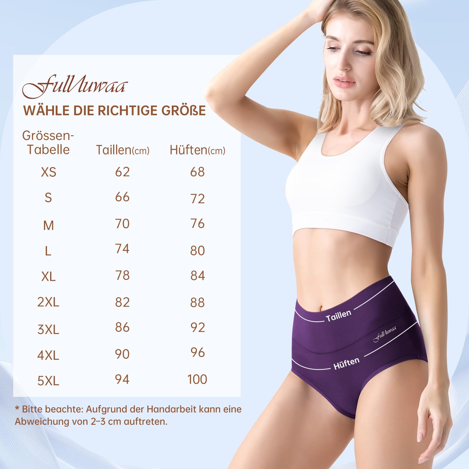 Fullluwaa Mutande Donna 5 Pezzi - Mutande Alte Donna - Elastiche, Traspiranti, Vita Alta