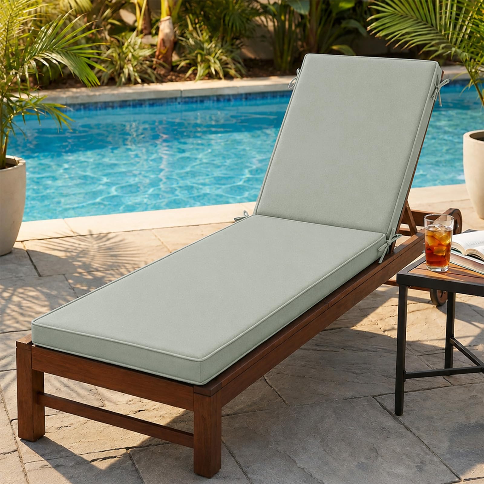 AZMAHT Sun Lounger Cushion Replacement,Waterproof Garden Sunbed Cushion