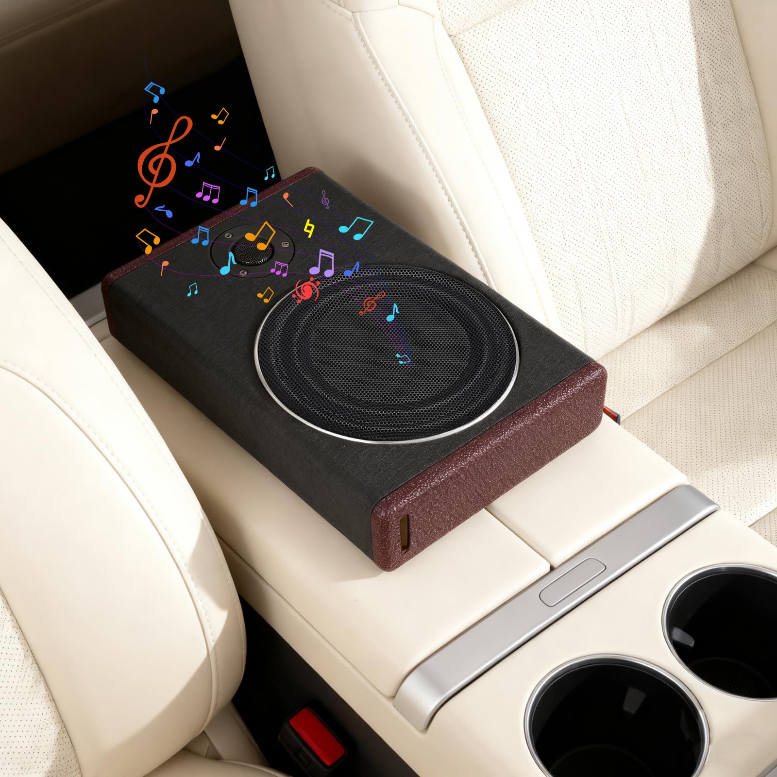 Subwoofer Activo de 8 Pulgadas, subwoofer Coche Activo, Amplificador Estéreo para Coche, Altavoz Compacto para Coche, Subwoofer 600 W Negro