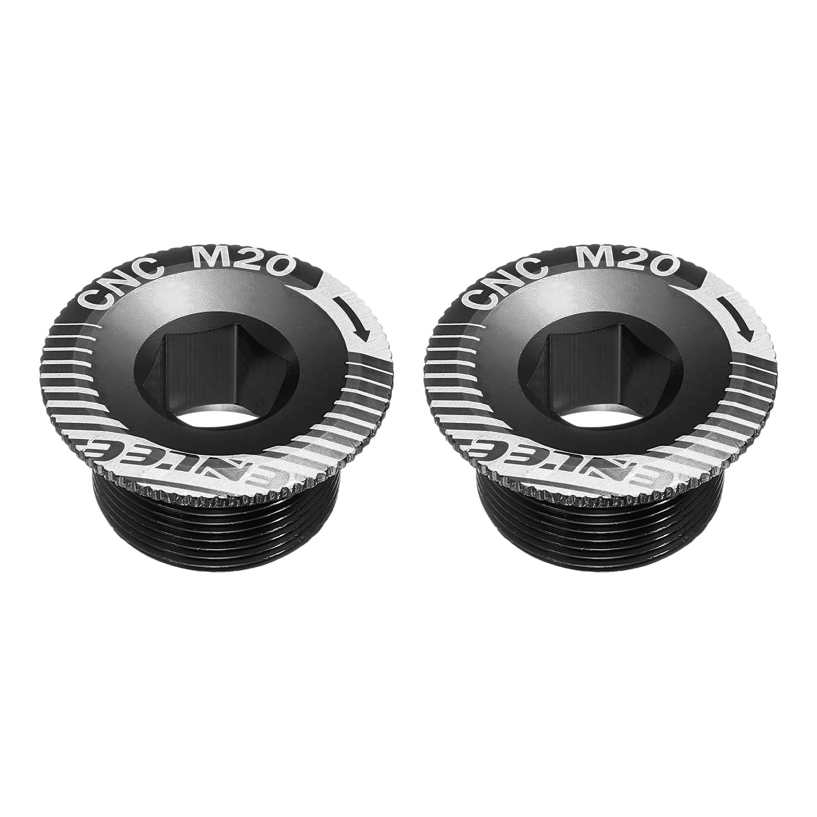 sourcing map 2pcs Crank Cover Screw M20 Aluminum Alloy Bicycle Crank Fixing Bolt Bike Crankset Arm Bolt Chainwheel Screws for Mountain Bike, Black