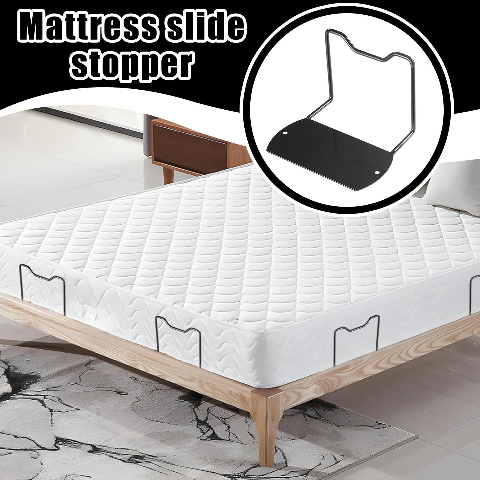 Rutschstopp für Bett, Matratzenauflage mit Anti-Rutsch-Clip, Matratzenhalter, Bettstopper mit Clip | 2 rutschfeste Matratzen, verhindern das Ausfallen der Matratze
