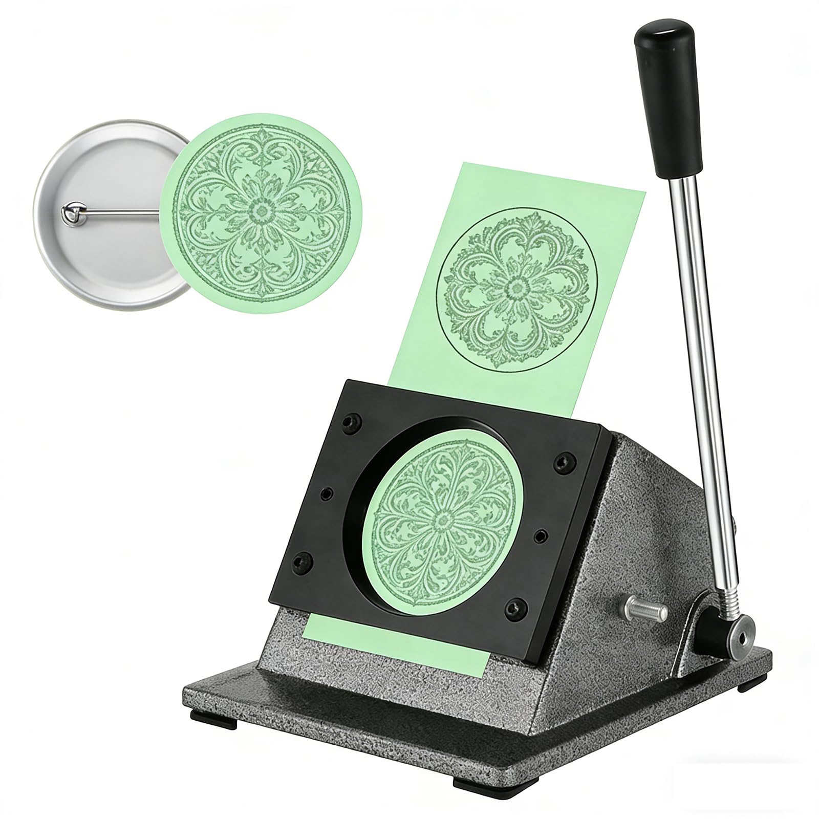 ZHJOPP Circle Button Cutter, Manual Graphic Punch and Die Cutting Machine,Compact and Powerful,for A4 Paper, Photo Paper (32MM(44MM))