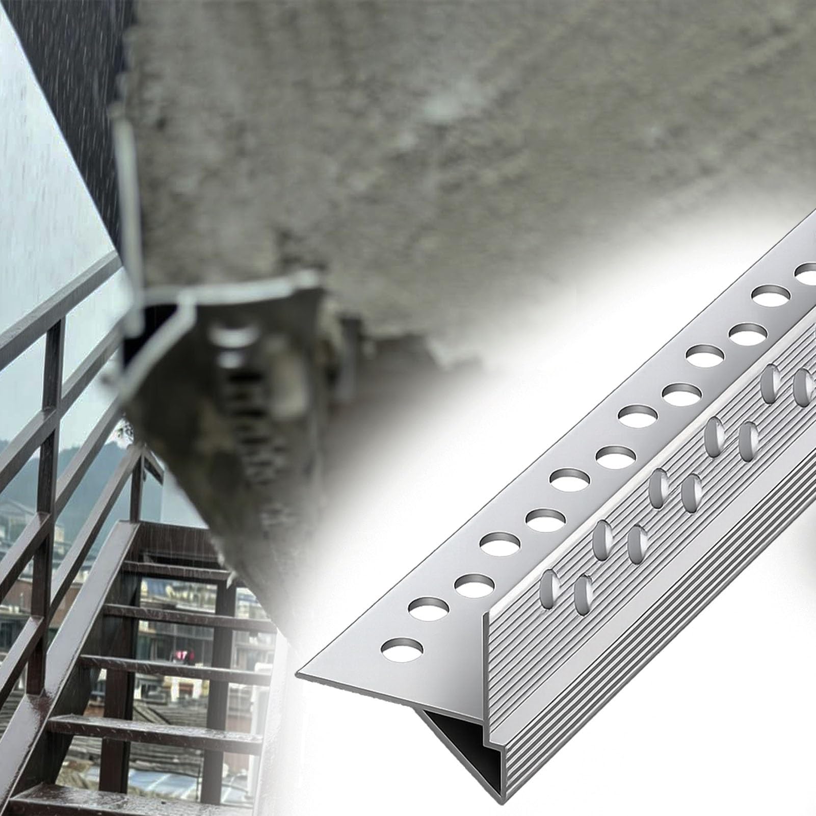 vierteaguas muro exterior 50 70 90 120 150 180 CM Longitud Deflector de lluvia para techo/Líneas de goteo de aleación de aluminio Aleros 3 10 piezas(B 10 PCS,L 110 CM)