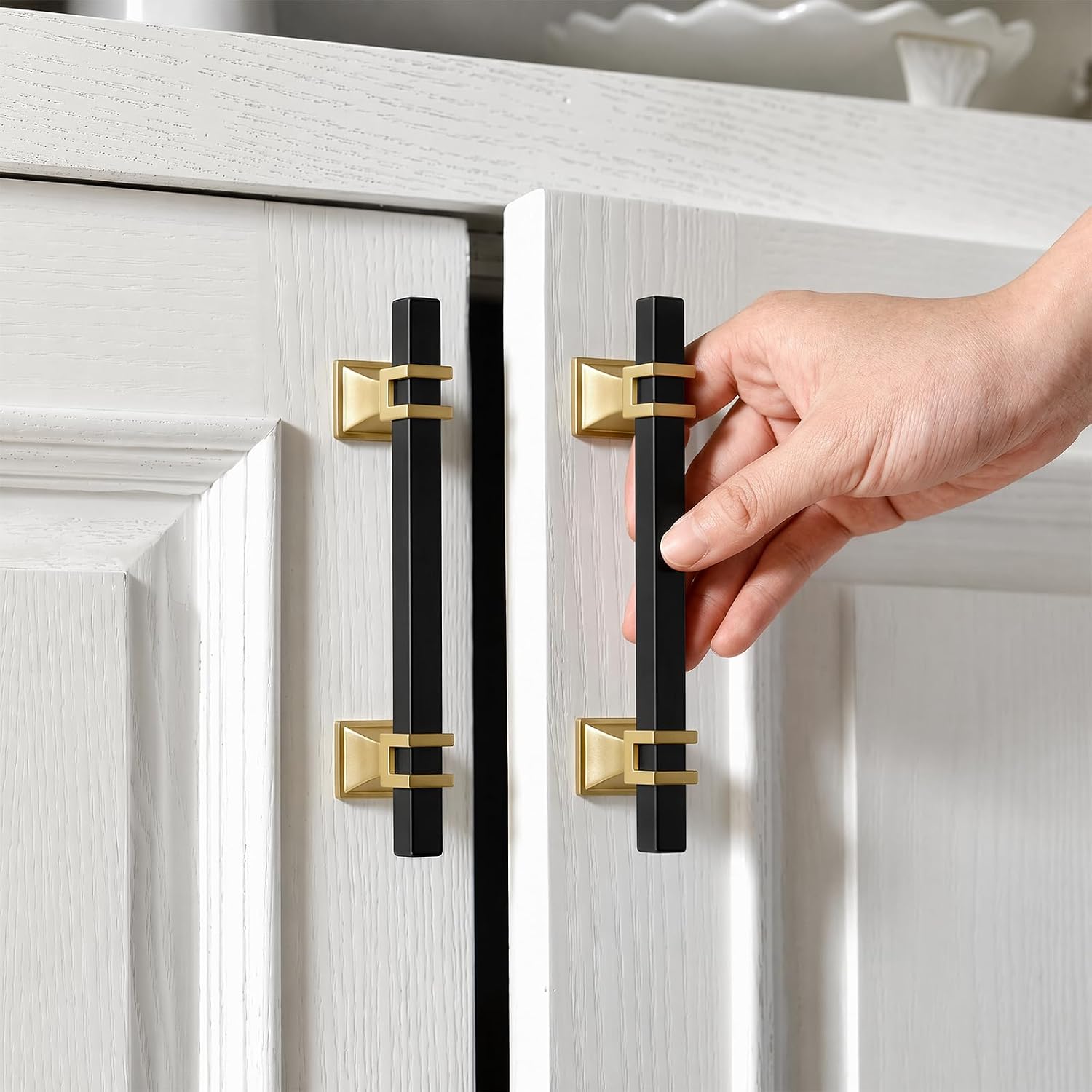 Goldenwarm 25 Pack 5 Inch Black and Gold Cabinet Pulls Zinc Alloy Matte Black and Gold Cabinet Handles Dresser Drawer Pulls Kitchen Drawer Handles image 2