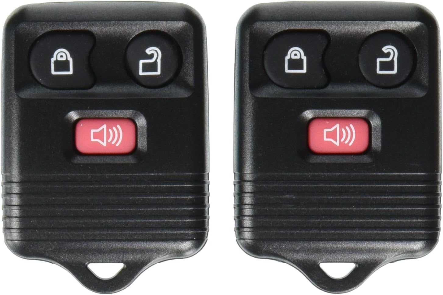 Replacement Pair Three Button Keyless Entry Remotes for Ford Vehicles - Black
