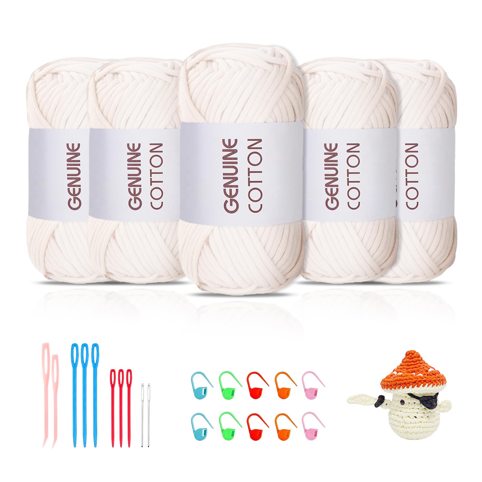 Maxee Lot De 5 Pelotes Fil Épais Coton Pour Crochet Et Tricot - Idéal Débutants, Amigurumi, Sans Crochet Divisé