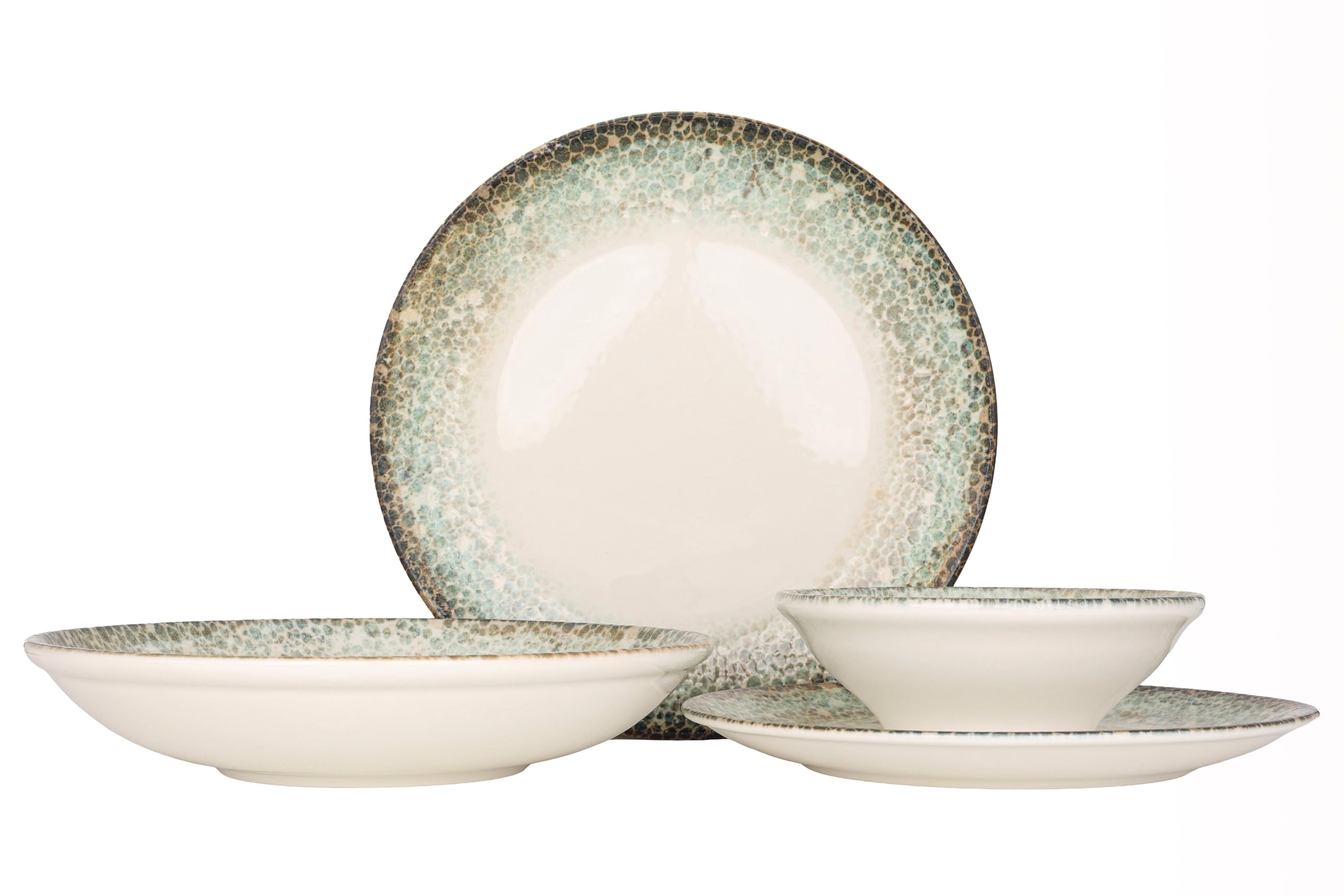Service vaisselle porcelaine 6 personnes Kütahya Porselen résistant aux rayures Rust Green