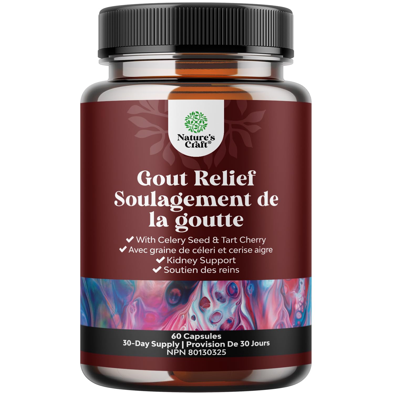 Vegan Uric Acid Cleanse and Detox - Daily Kidney Cleanse and Uric Acid Support for Adults - Tart Cherry Extract Capsules with Detox Cleanse Herbal Blend for Men and Women's Joints Kidneys - 60 Count