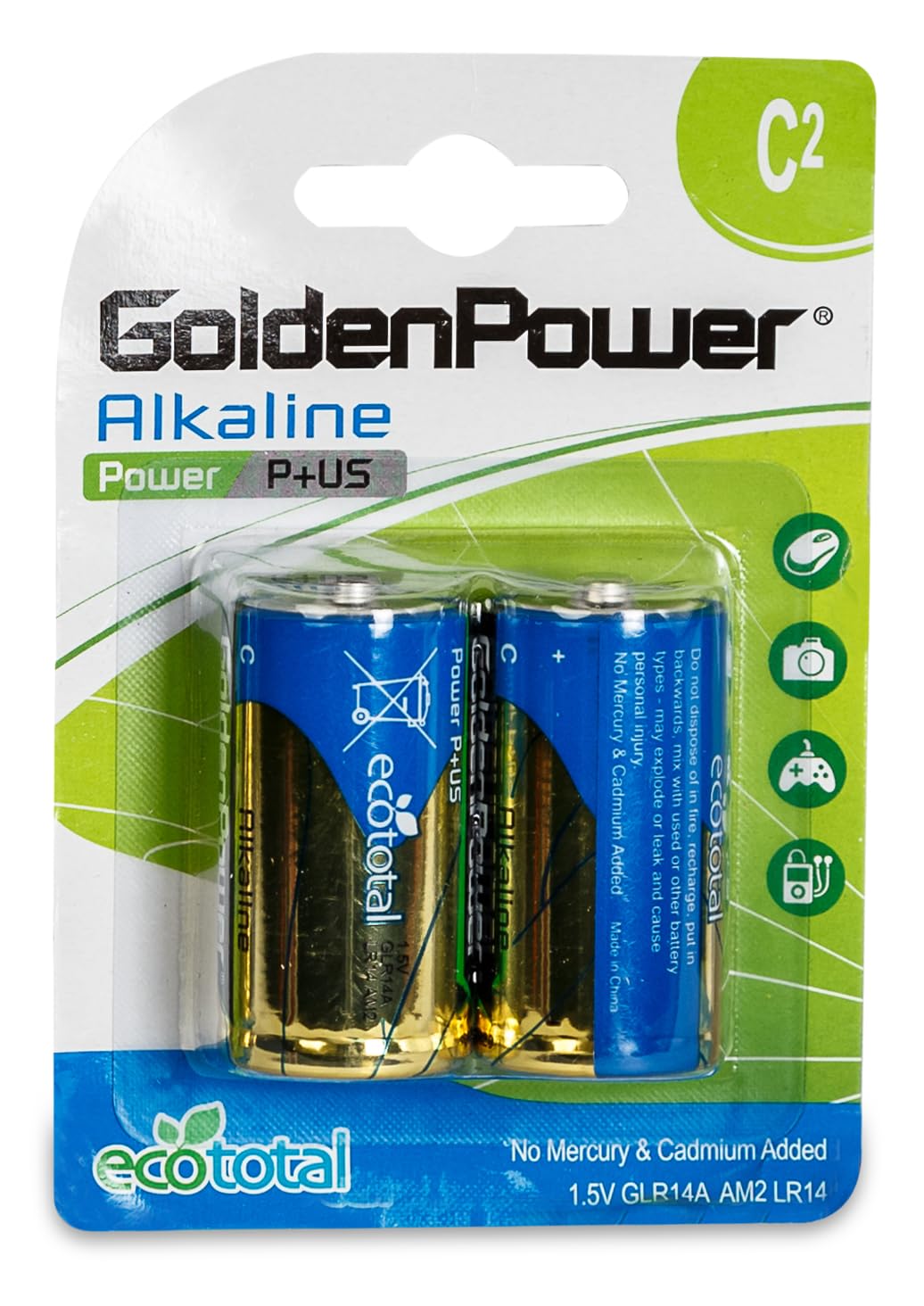 Golden Power C Batteries Power P+ LR14 1.5V AM (2 Battery Count)