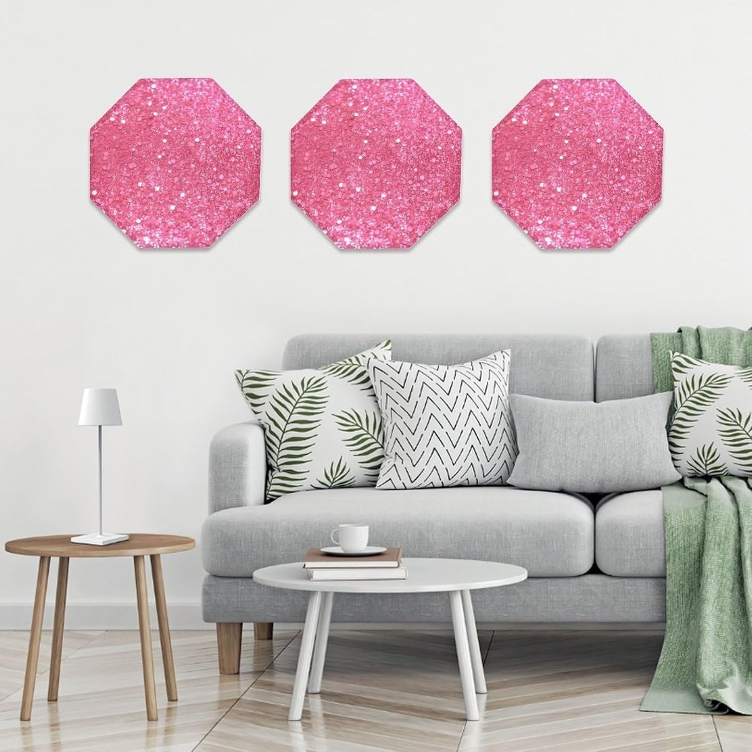 Ctagon Metal Sign for Home, Modern Display Plate for Kitchen, Sparkling Glitter Plates Accent Hanging Wall Decorations 3PCS for Living Room, Bedroom, Hallway, Hotel