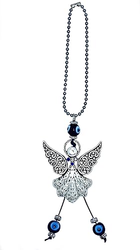 Miniatura 7 de LUCKBOOSTIUM Hermoso adorno colgante de ángel con cristal azul y mal de ojo, dijes de buena suerte, llaves del hogar, bolso, bolsas y accesorios