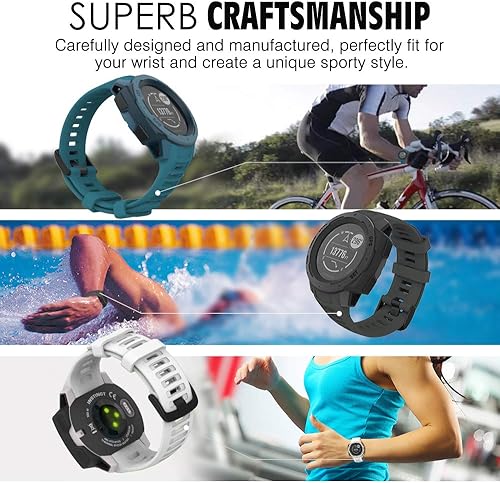 Miniatura 5 de MoKo Correa de reloj compatible con Garmin Instinct EsportsSolarTacticalTide Militar, correa de repuesto ajustable de silicona suave compatible con