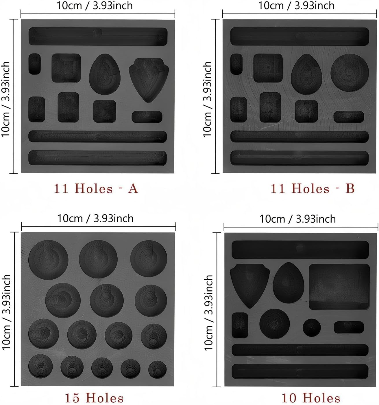 2 Pieces Graphite Ingot Molds, HOMOMSAE 11-in-1 & 15-in-1 Metal Molds Set for Casting DIY Gold Silver Aluminum Copper Brass(11 Holes-A +15 Holes)