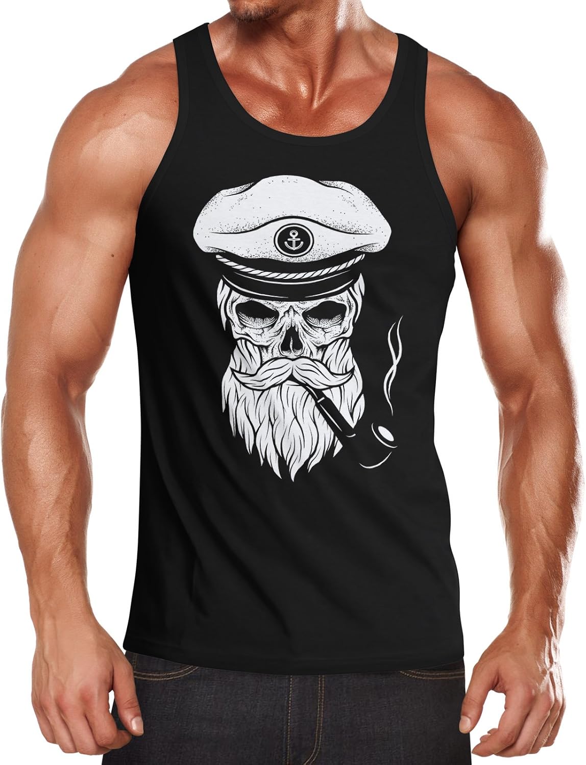 Camiseta Hombre Neverless Con Estampado De Calavera Capitán - 100% Algodón, Slim Fit, Hasta Talla 4XL