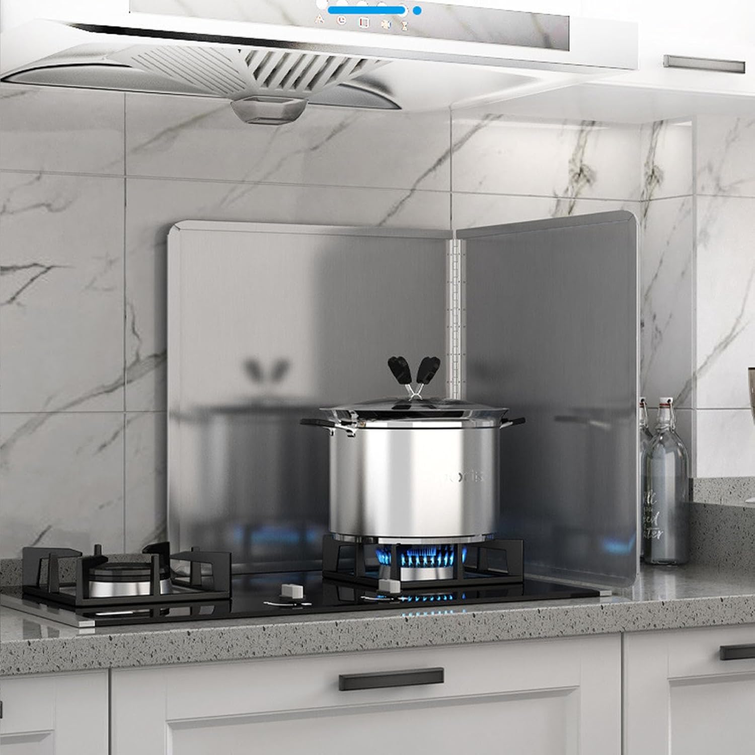 2 Sided Splatter Guard, Stainless Steel Oil Splatter Screens for Frying, Foldable tove Splatter Guard Grease SCREENS, Nonstick Oil Splatter Guard Stove Heat Insulation