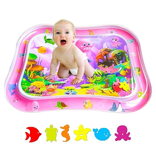 Miniatura 7 de ZHUYNXIR Juguetes para bebés extra grandes, alfombrillas para el tiempo de barriga, juguetes para el tiempo boca abajo, tapete de juego de agua rosa