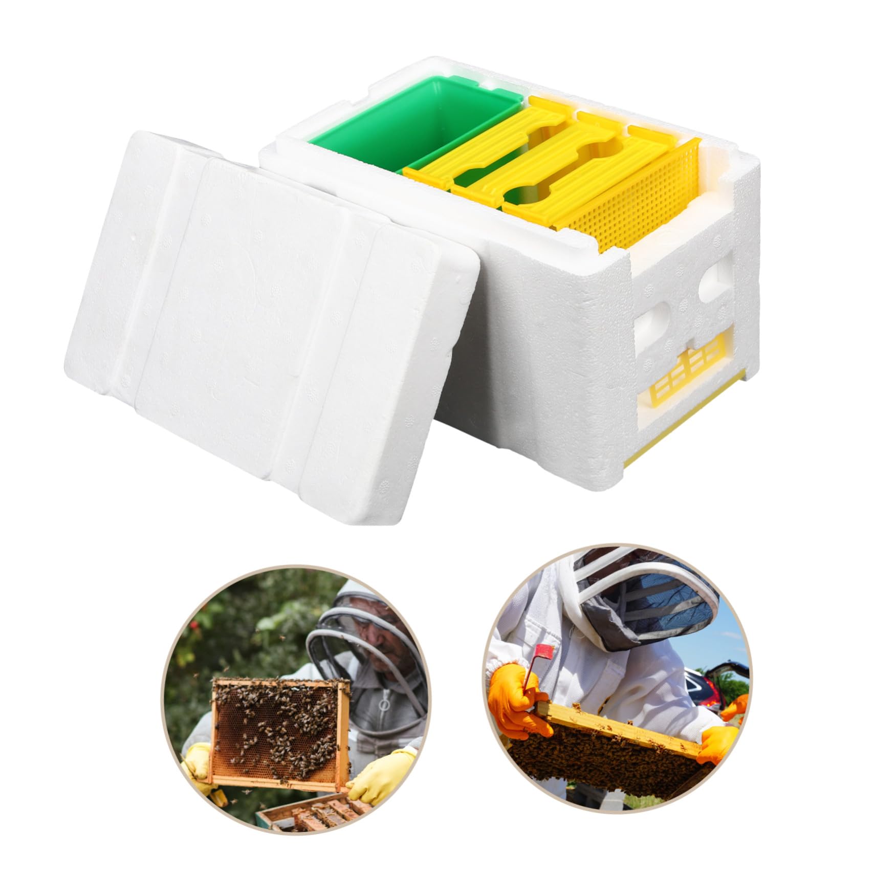Scatola Impollinatrice per Apicoltura in Plastica Resistente, Arnia da 3 Griglie per Accoppiamento Api, Strumento Assemblato per Apicoltori e Alimentazione Api in Giardino