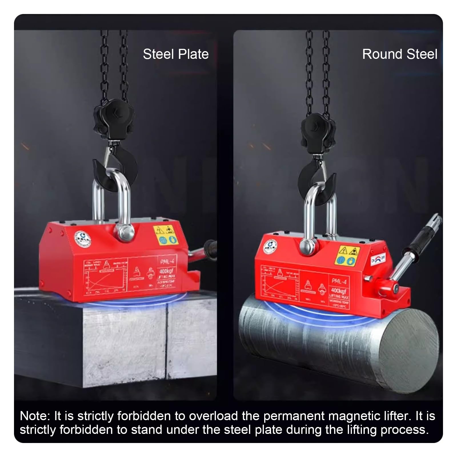 Sollevatore Magnetico Permanente, Ventosa Magnete Potente, Divaricatore Magnetico Manuale, per Sollevare Piastre in Acciaio e Acciaio Tondo(300kg/660lb)