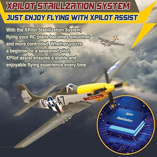 Miniatura 16 de LEAMBE Avión RC de 4 canales, avión acrobático listo para volar, fácil control para principiantes, avión P51 Mustang RC el mejor regalo para adultos