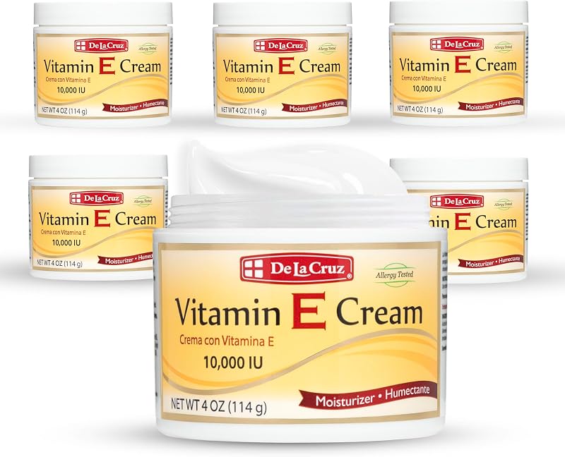 Creme hidratante com vitamina E De La Cruz para rosto e pescoço, 113 g — Pacote com 6