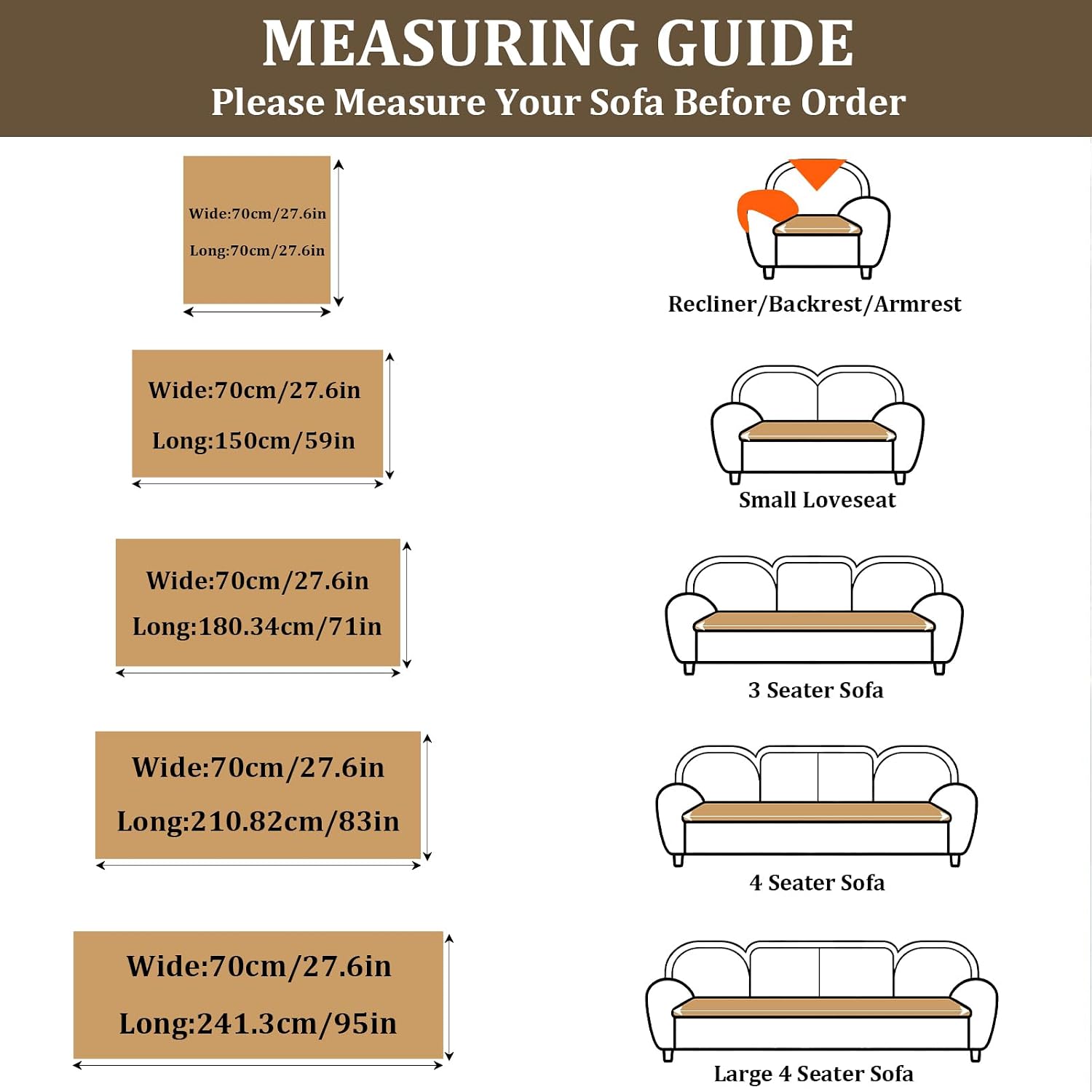 Non Slip Pet Couch Covers for Dogs, Fuzzy Sofa Covers for 3 Cushion Sofa Pet Friendly 3-layer Thicked Soft Washable Couch Slipcovers Cushion Furniture Protector(Brown, 27.6" x 71"/70 x 180cm)