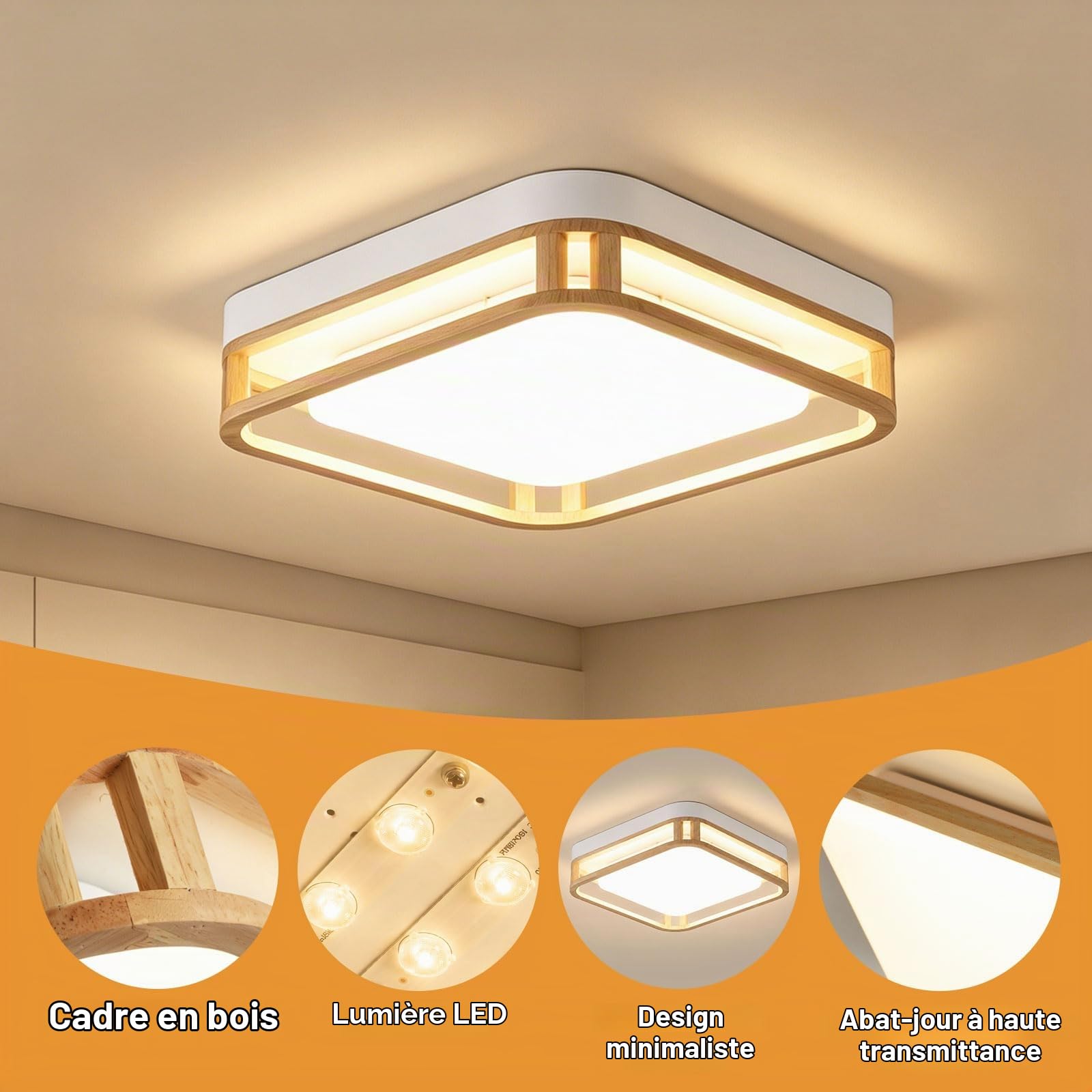 4782543 Plafonnier LED Moderne 3000K Lampe Plafond