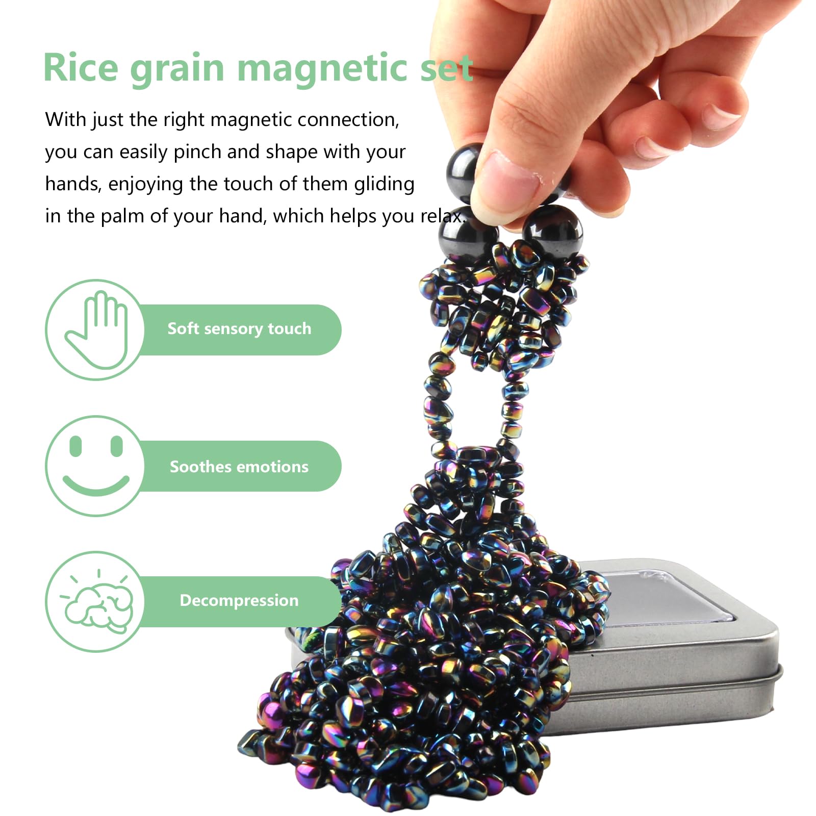 600+ Imanes Piedras de Colores Descompresión Magnetic Balls Imanes 4 Grandes Bolas Magnéticas Coloridas con Caja de Hierro Piedras Magnéticas para Ansiedad Pasatiempo Novedades Regalos