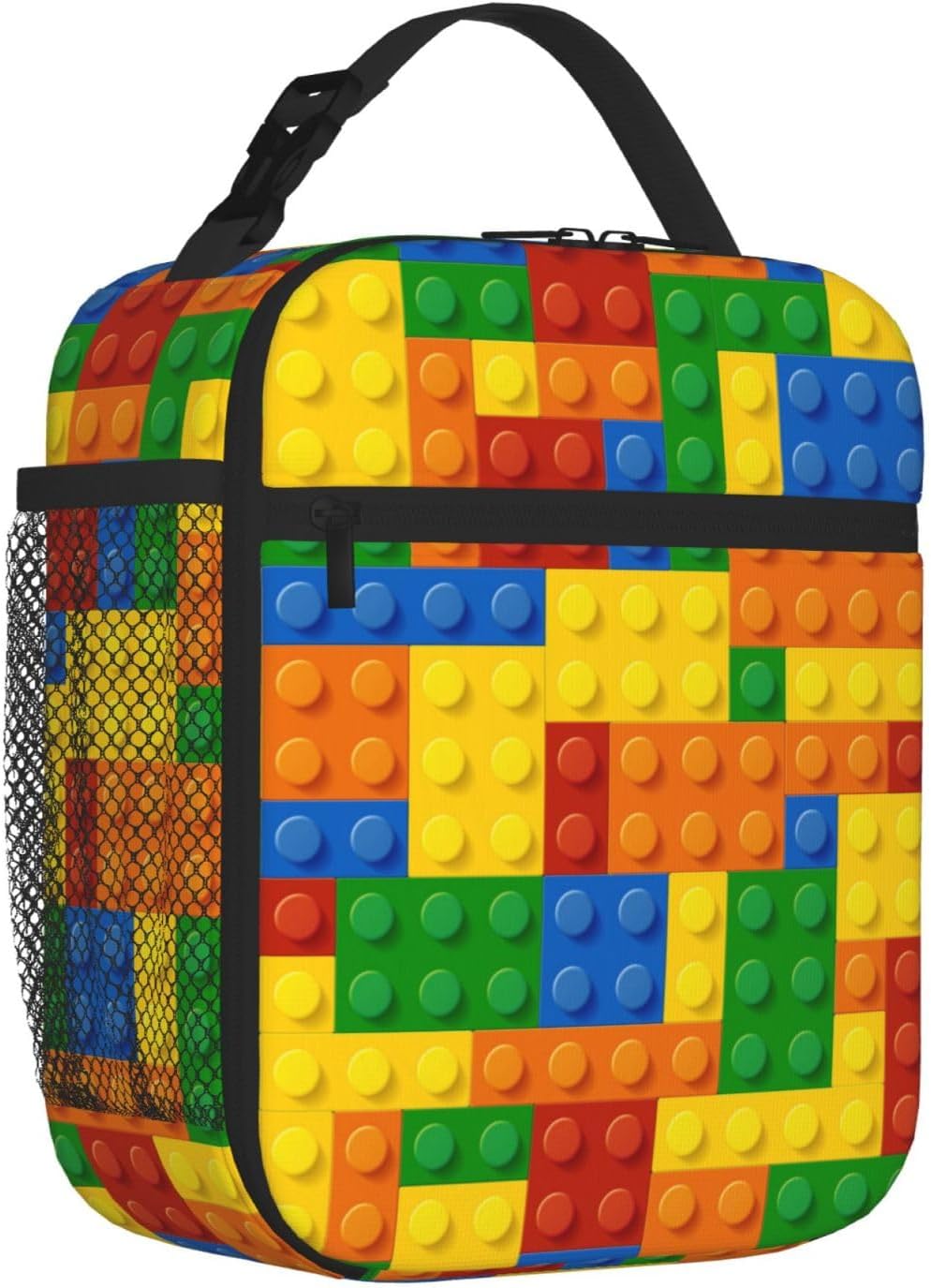 Fun Blocks Colorful Insulated Lunch Bag Reusable Cooler Lunch Box Portable Leakproof Thermal Container Tote Bags for Girls Boys School Travel image 2