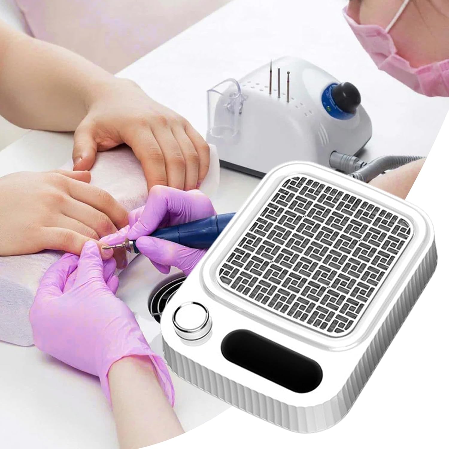 Portable Nail Dust Collector - Powerful Fingernail Vacuum, Low Noise, Sturdy Material Handheld Dust Collector with 80W Motor, Nail Vacuum for Pedicure, Beauty Care