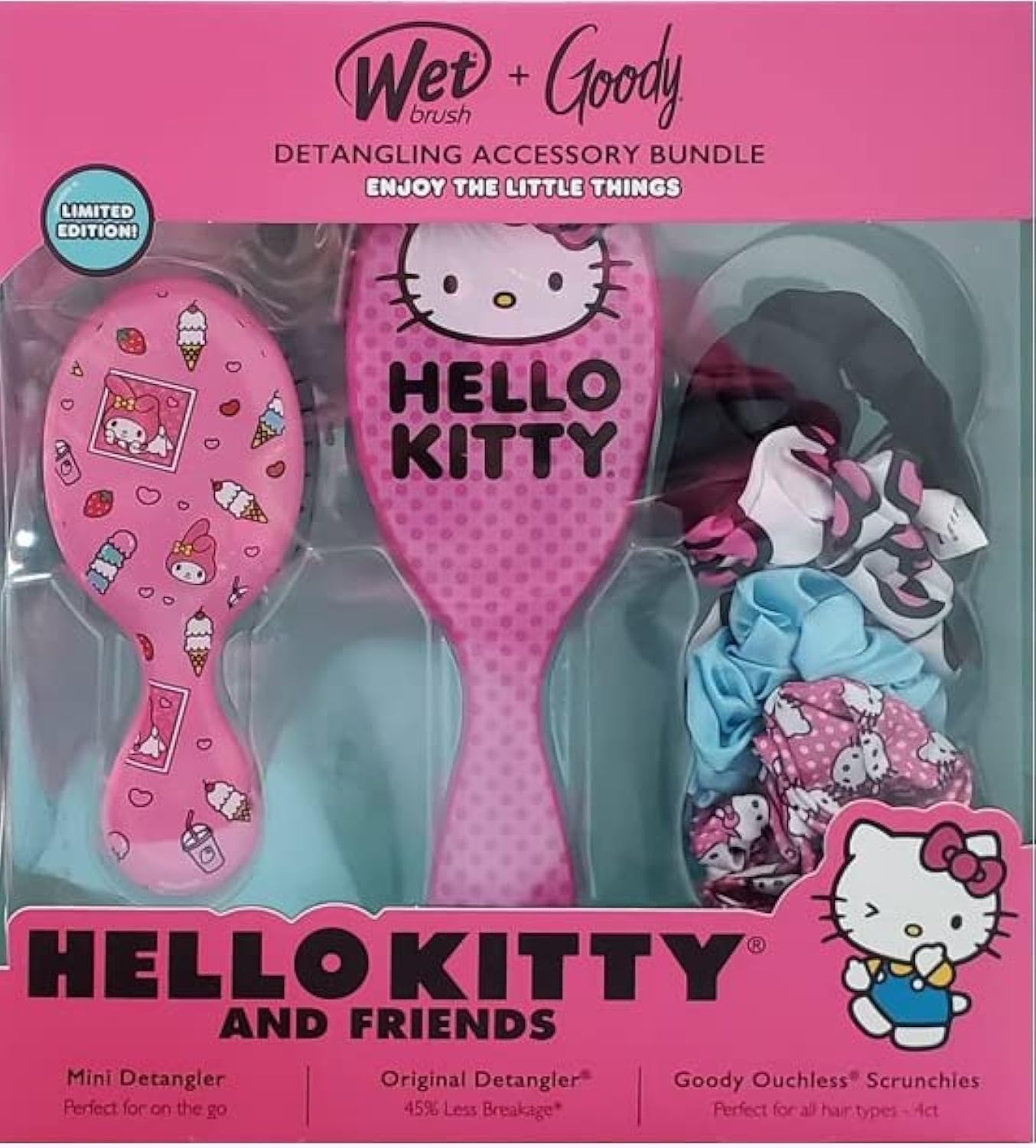 Wet Brush + Goody Detangling Accessory Bundle Hello Kitty And Friends Scrunchies Set Kit (1632833), 1.0 Ounce